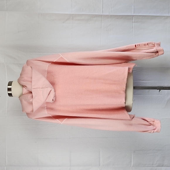 Lily & Lottie Oversized Drop Shoulder Blush Pink Destructed Pullover Hoodie L - Picture 6 of 10